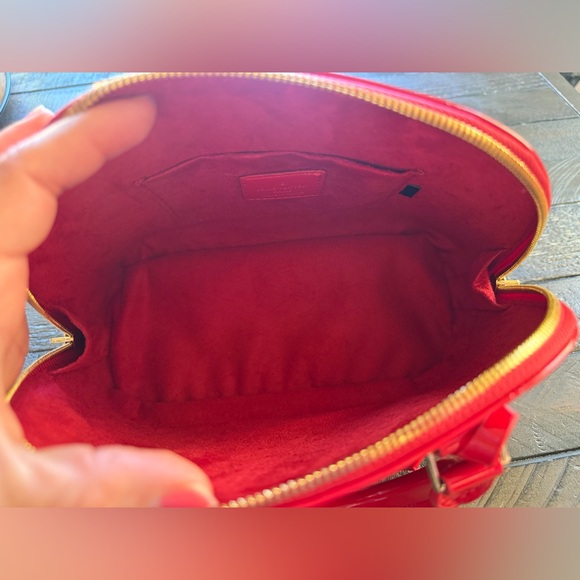 Red Vernis Alma BB Satchel with Gold Hardware,  New - Picture 7 of 17